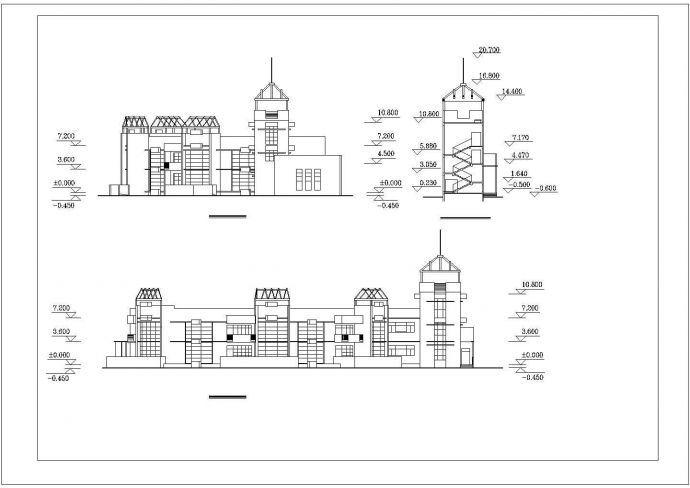 1820平方米幼儿园二层教学楼规划设计建筑施工cad图，共三张_图1