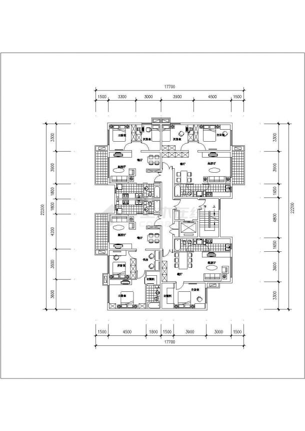 常熟市世纪家园90平米高层户型装修设计CAD图纸-图一
