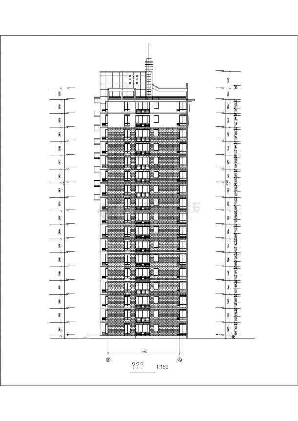 8000平米左右18层框剪结构住宅楼建筑设计CAD图纸（含机房层和总图）-图二