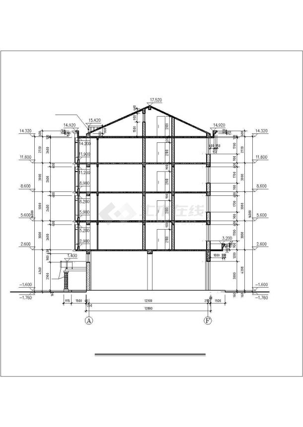 2900平米五层砖混结构临街商住楼建筑设计CAD图纸（底层商用）-图一