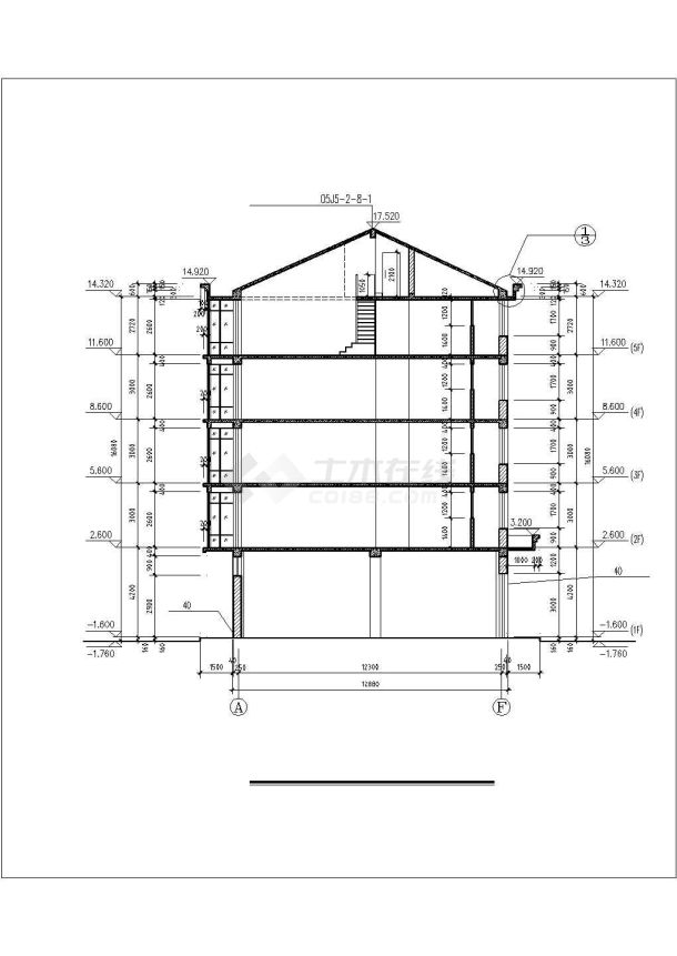 2900平米五层砖混结构临街商住楼建筑设计CAD图纸（底层商用）-图二