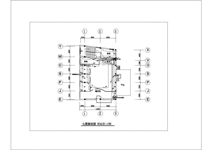 某市区闲致小型的会所电气设计CAD平面布置图_图1
