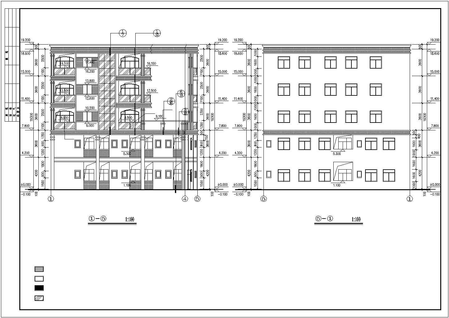 杭州市某社区1750平米五层框架结构民居住宅楼全套建筑设计CAD图纸