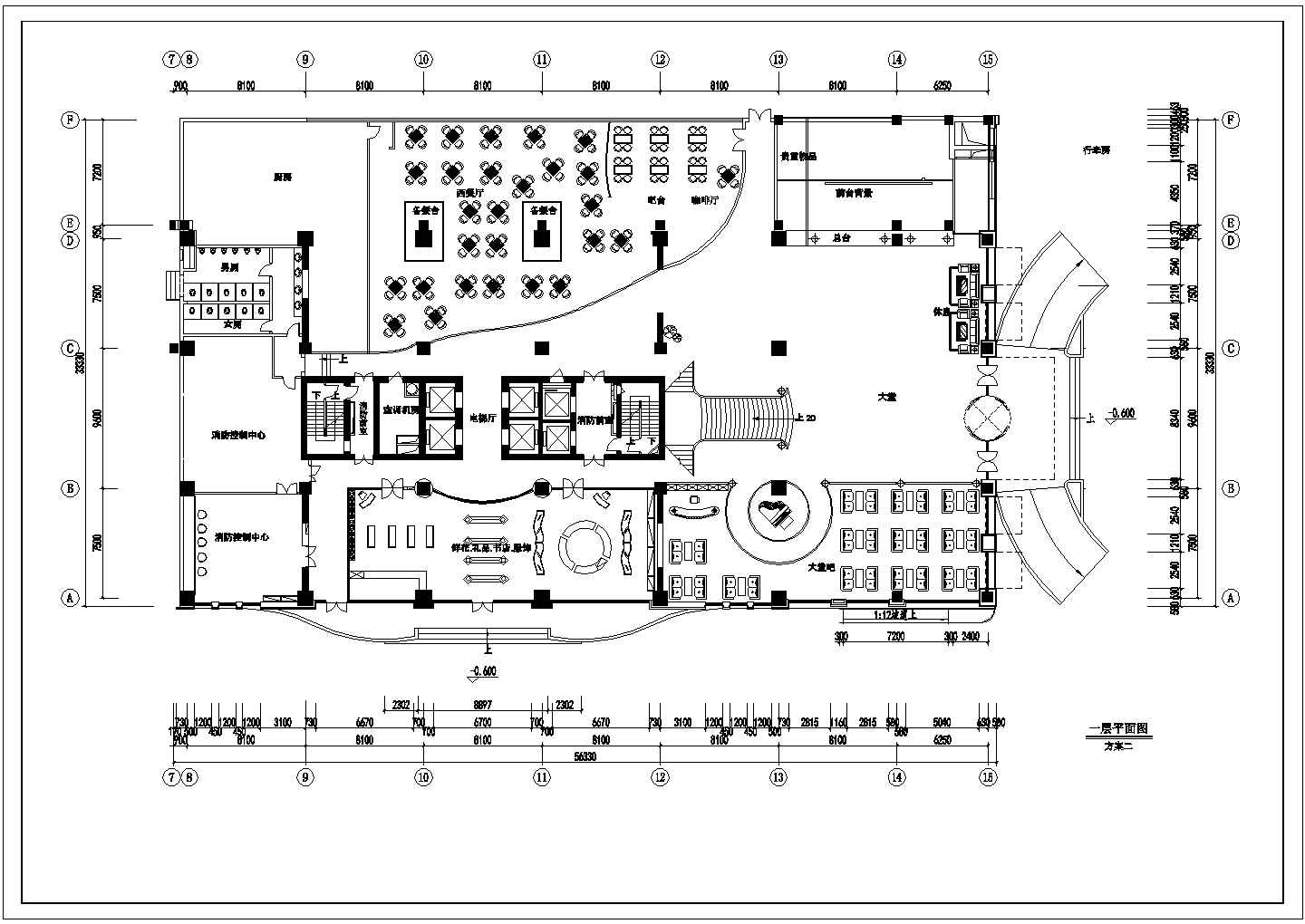 酒店一至五层装饰装修设计CAD施工图