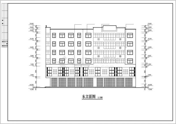某小区临街3250平米6层框架结构商住楼建筑设计CAD图纸（1-2层商用）-图二