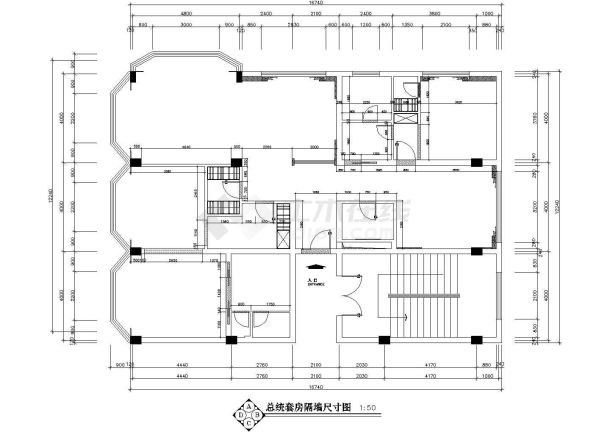 成都市金牛区某四星级商务酒店总统套房全套装修施工设计CAD图纸-图一
