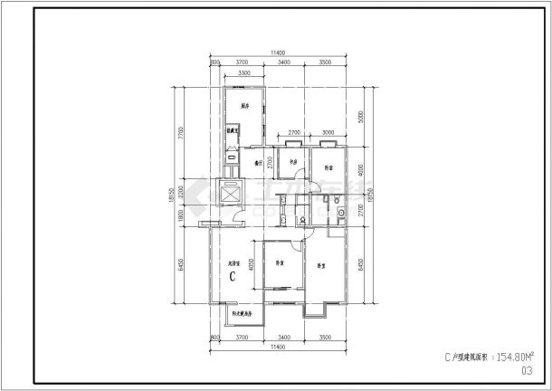 某职业技术学院教师公寓户型设计cad全套建筑平面方案图-图一