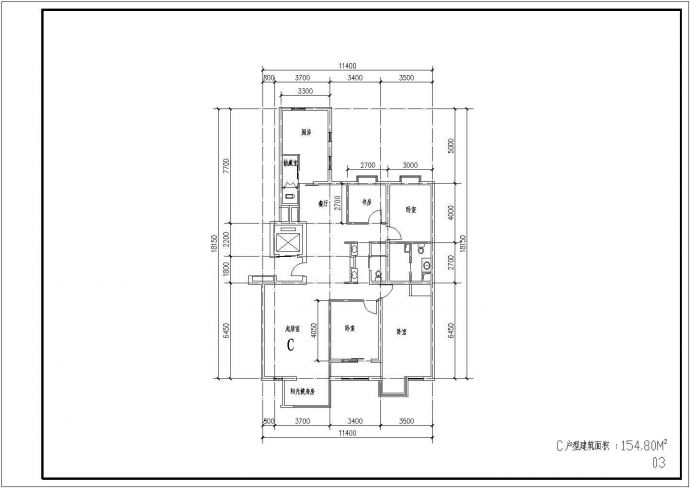 某职业技术学院教师公寓户型设计cad全套建筑平面方案图_图1