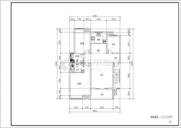某职业技术学院教师公寓户型设计cad全套建筑平面方案图-图二
