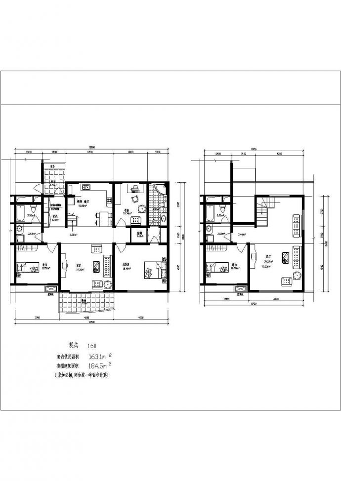 某高档住宅楼户型设计cad平面方案图_图1