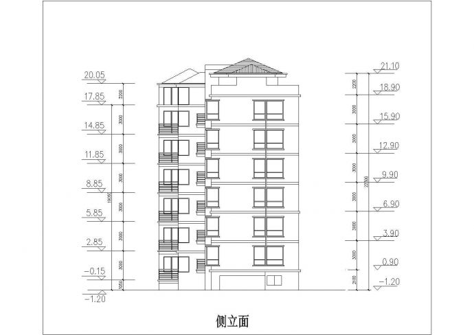 1500平米7层砖混结构住宅楼平立剖面设计CAD图纸（含架空层）_图1