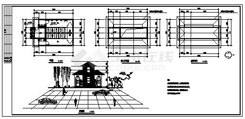 公共厕所设计_某街道单层平顶与尖顶屋面公共厕所建筑施工cad图纸-图二