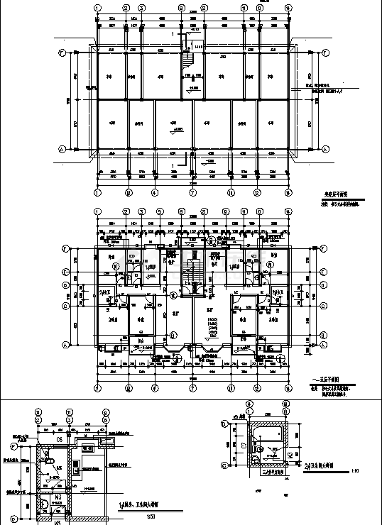 某小区7层砖混住宅楼建筑结构设计施工cad图纸（含说明）-图二