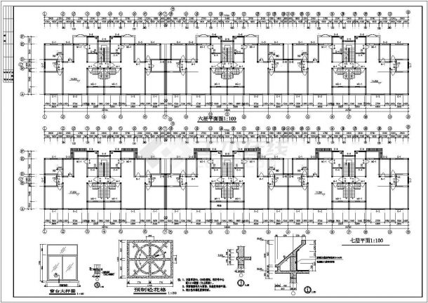 郑州某小区4900平米6+1层砖混结构住宅楼建筑设计CAD图纸（含柴房）-图二