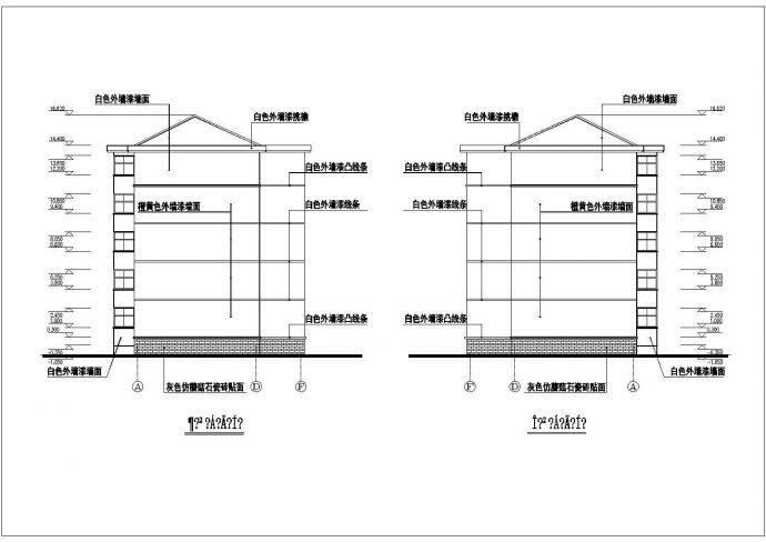 4400平米7层混合结构住宅楼立剖面设计CAD图纸（含半地下室和阁楼）_图1