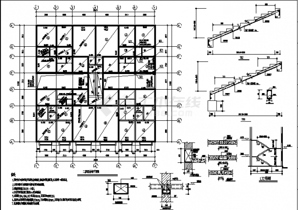 广东某小区6层底框砖混住宅楼结构设计施工cad图纸-图二