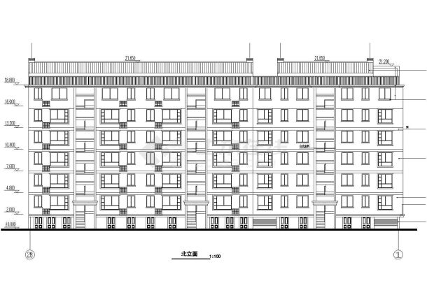 2100平米6层砖混结构住宅楼建筑设计CAD图纸（含阁楼和半地下室）-图二