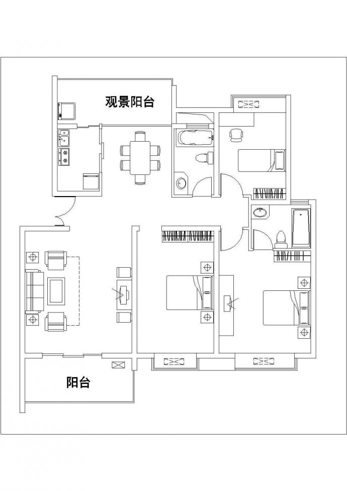 扬州市某小区2900平米6层砖混结构住宅楼平立剖面设计CAD图纸_图1