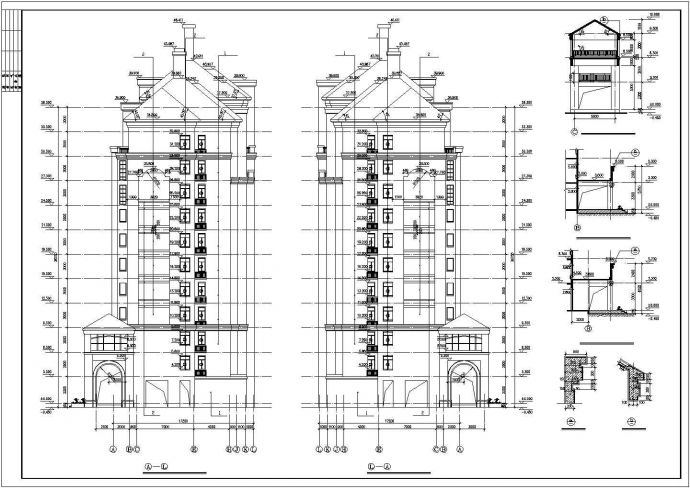 1.2万平米左右13层框架结构住宅楼建筑设计CAD图纸（含阁楼）_图1