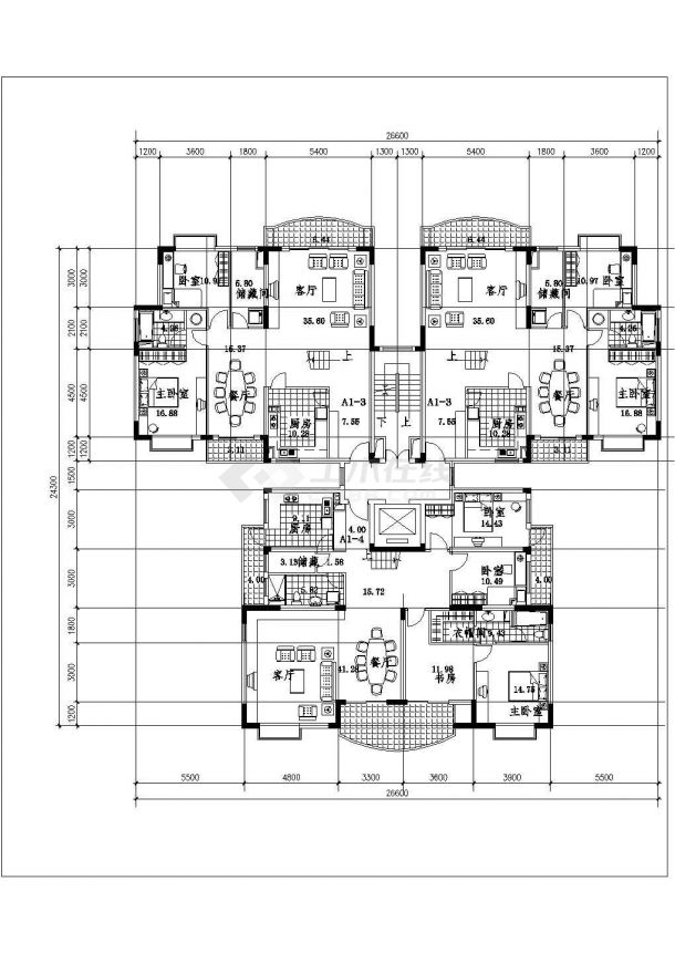 衢州某小区5800平米13层框架结构住宅楼平立剖面设计CAD图纸-图一