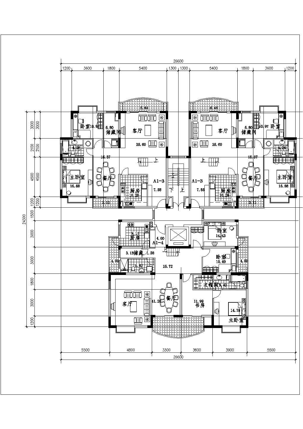 衢州某小区5800平米13层框架结构住宅楼平立剖面设计CAD图纸