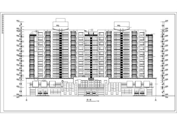 杭州某临街1.3万平米12层框架结构商住楼全套建筑设计CAD图纸-图一