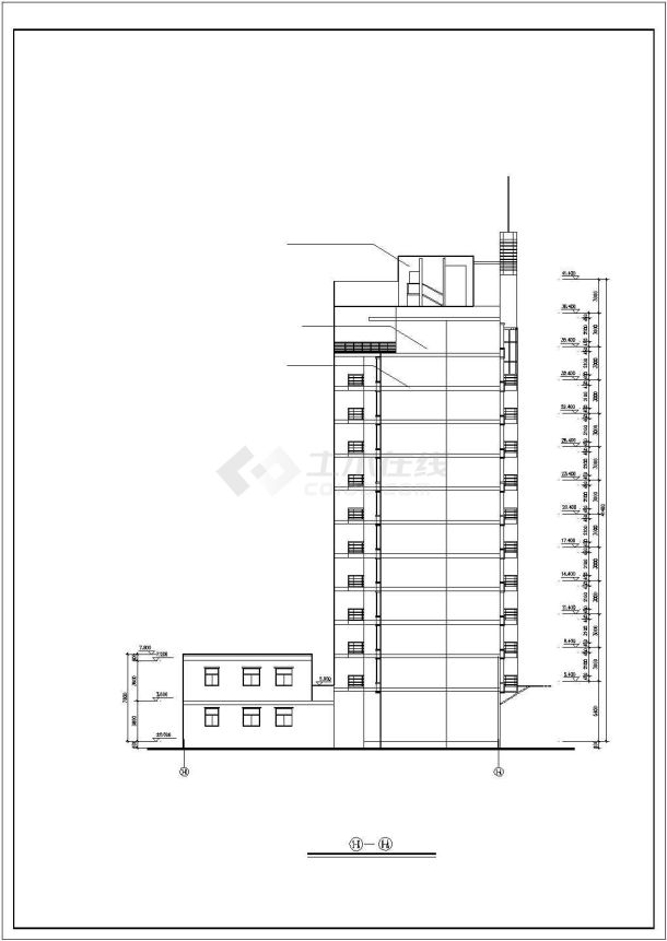 南昌xx小区1万平米12层框架结构商住楼建筑设计CAD图纸（1-2层商用）-图一