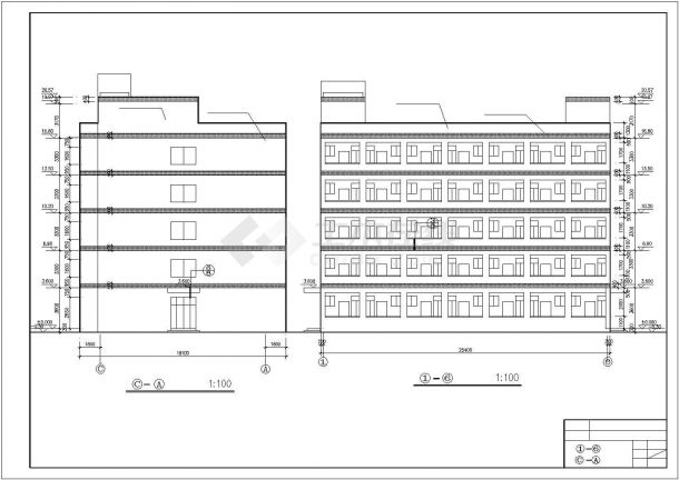 北京xx中学占地450平米五层钢混框架结构学生宿舍楼建筑设计CAD图纸-图一