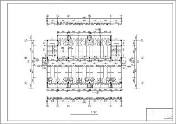 北京xx中学占地450平米五层钢混框架结构学生宿舍楼建筑设计CAD图纸-图二