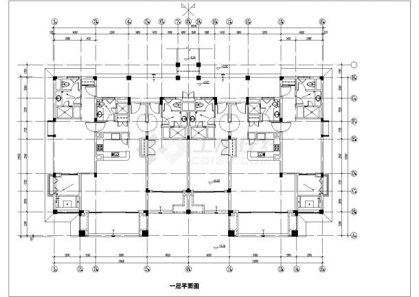 酒店式公寓全套建筑施工设计cad图(含屋顶平面图)-图二
