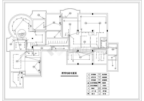 西安市南三环某城中村自建住宅楼室内照明电路布置设计CAD图纸-图二