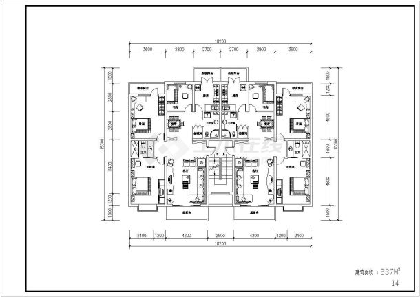 典型多层住宅公寓户型设计cad建筑平面方案图集合-图二