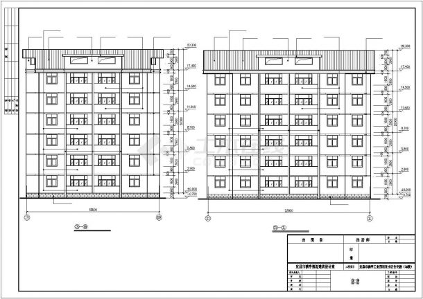 xx小区2600平米6层砖混结构住宅楼建筑设计CAD图纸（含坡屋面层）-图二