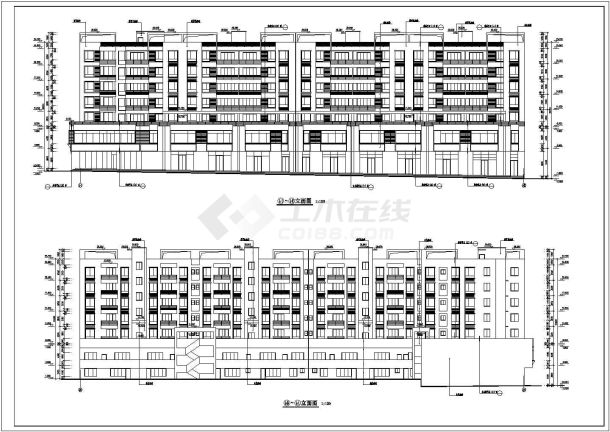 xxx小区4600平米两栋七层连排商住楼平立剖面设计CAD图纸（1-2层商用）-图二