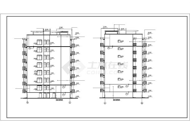 5100平米7层砖混结构住宅楼建筑设计CAD图纸（六层复式/含架空层）-图二