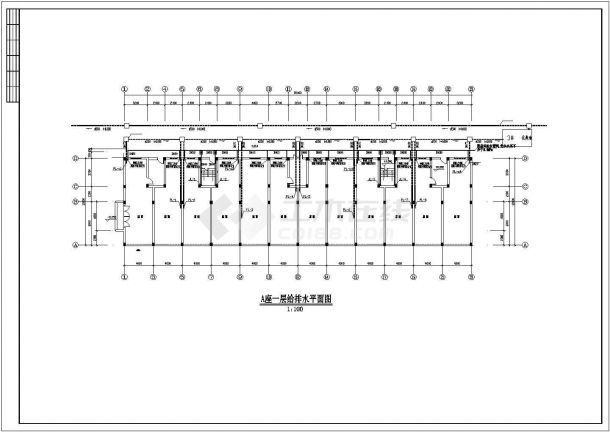 某古街四层住宅楼给排水设计cad施工图-图二