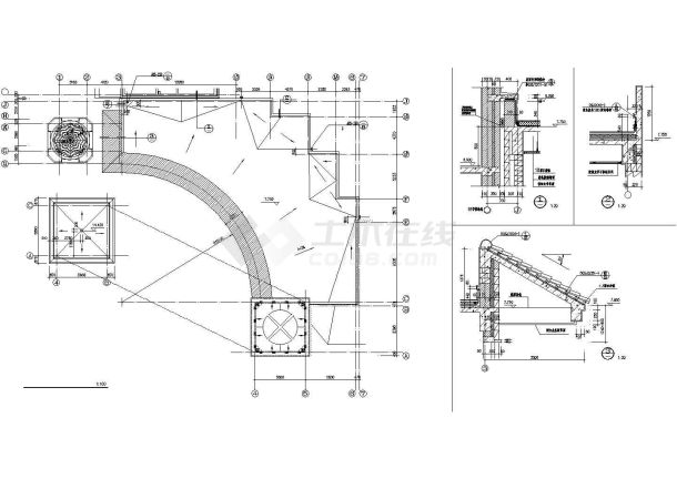 泉州市某街道910平米双层框架结构商业综合楼建筑设计CAD图纸-图一