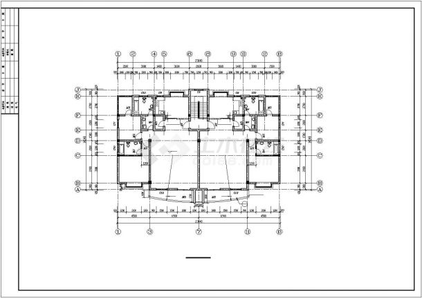 1100平米4层砖混结构住宅楼平立剖面设计CAD图纸（含阁楼/1层2户）-图一