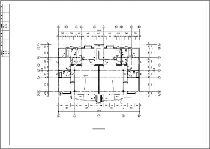 1100平米4层砖混结构住宅楼平立剖面设计CAD图纸（含阁楼/1层2户）_图1