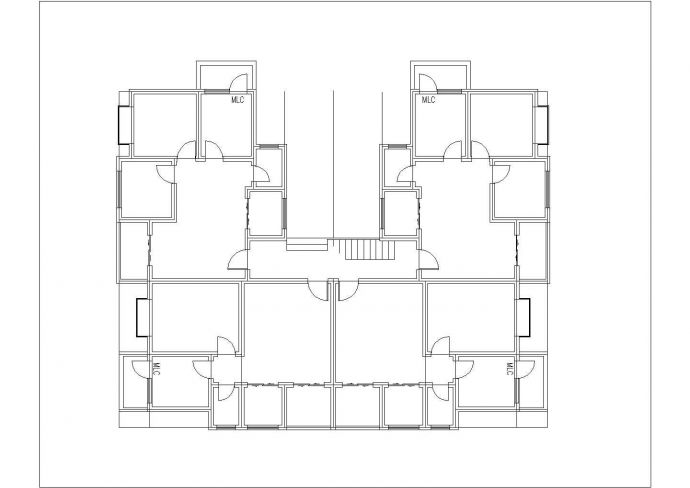 xx小区3100平米7层砖混结构住宅楼平立剖面设计CAD图纸（1层4户）_图1