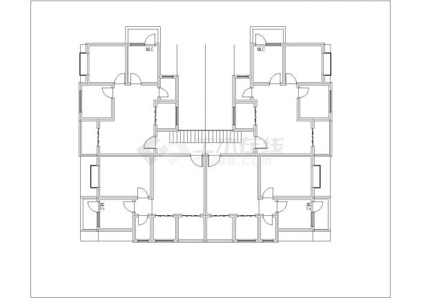 xx小区3100平米7层砖混结构住宅楼平立剖面设计CAD图纸（1层4户）-图二