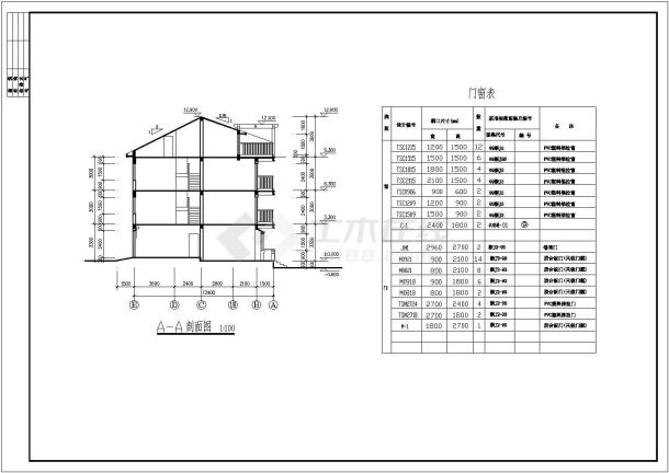联建房B型住宅楼全套建筑施工设计cad图(含门窗表建筑设计总说明)-图二