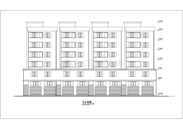 3700平米左右6层砖混结构商住楼建筑设计CAD图纸（1-2层商场）-图一