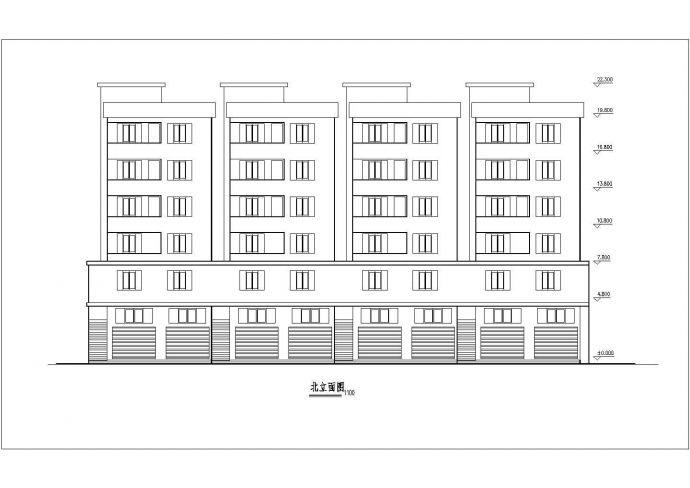 3700平米左右6层砖混结构商住楼建筑设计CAD图纸（1-2层商场）_图1