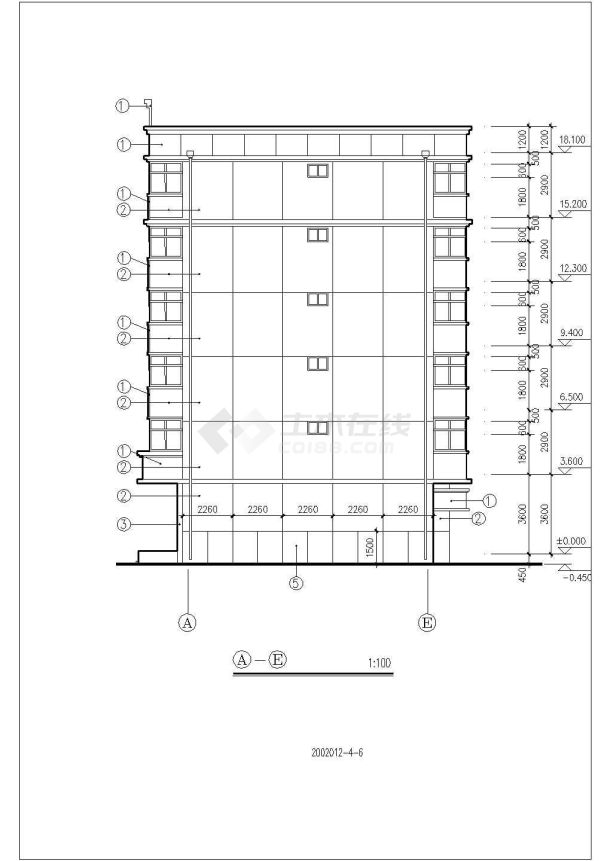 xx小区3800平米6层框架结构商住楼平立剖面设计CAD图纸（底层商用）-图一