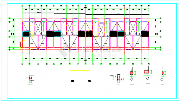 某底部框架抗震墙上部砌体结构cad设计施工图-图二