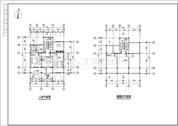 某地大型农居房建筑施工cad设计图-图一