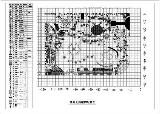 某楠苑公园植物CAD景观设计配置图-图一