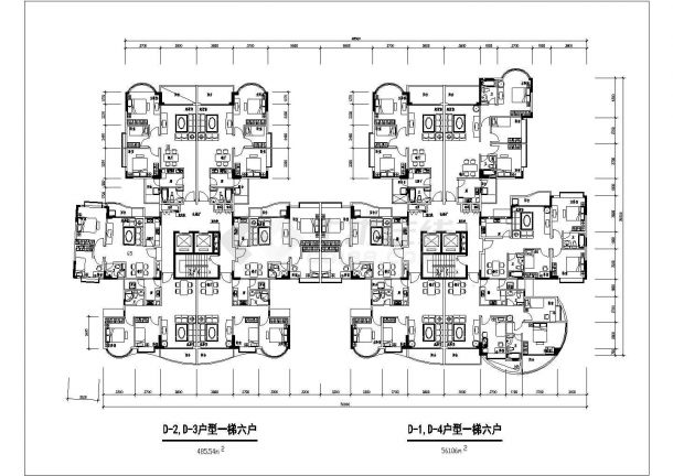 深圳某塔楼户型设计cad平面方案图-图二