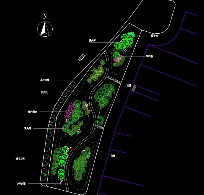 某城市道路绿化规划设计cad平面方案图纸_图1